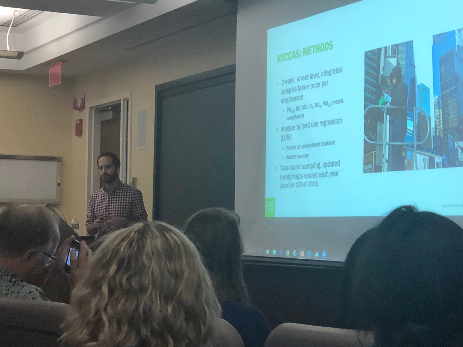 Iyad Kheirbek, Head of Air Quality for C40 Cities, speaks at an event Friday hosted by the Boston University’s School of Public Health. COURTESY OF STACY A. FOX