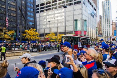 Fans at the Chicago Cubs World Series Parade sang the Wrigley Field anthem "Go Cubs Go!" to celebrate the team's title. PHOTO COURTESY WIKIPEDIA