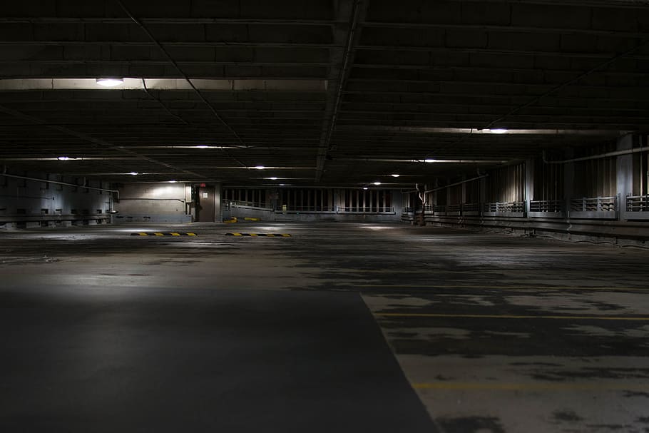 Parking garage at night. Boston University sent out an Emergency Alert Thursday after a student was robbed at gunpoint inside the parking garage at 121 Dummer St. in Brookline. COURTESY OF PIQSELS