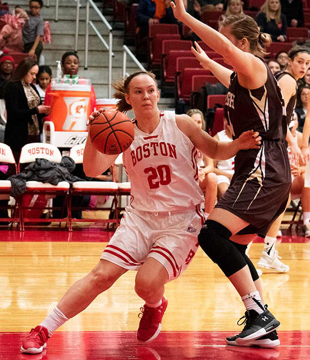 Senior forward Nia Irving, shown in a February 2018 game against Lehigh University, leads the Boston University women’s basketball team in average points per game this season. CHLOE GRINBERG/ DFP FILE