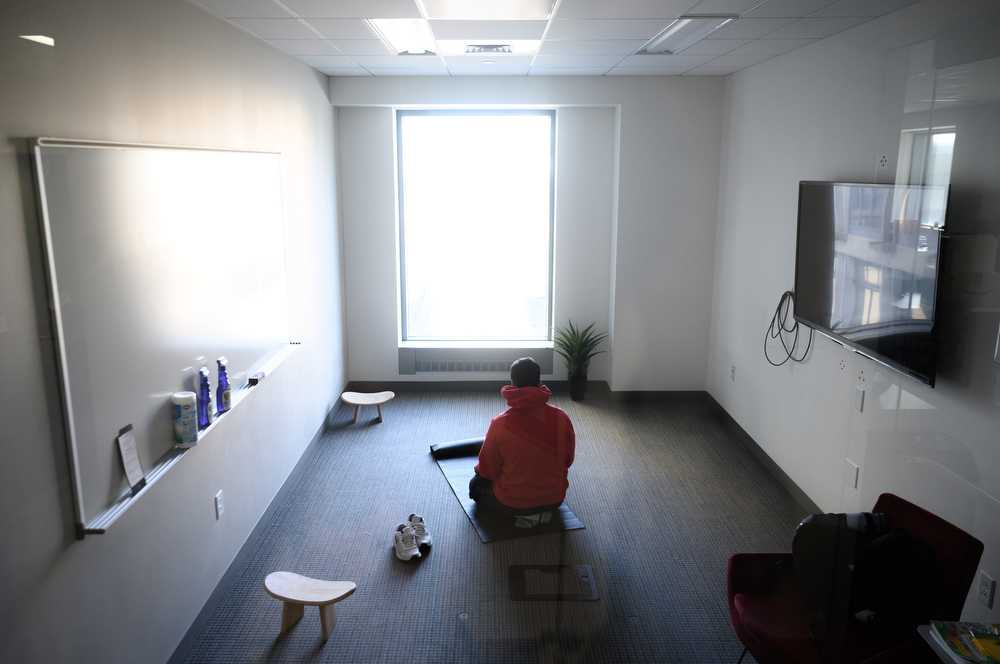 A person uses the prayer room in LAW.