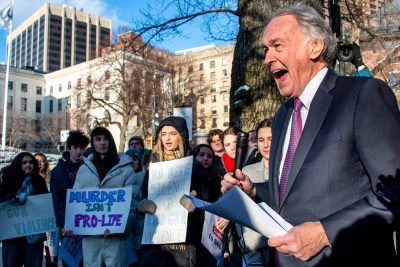 Senator Ed Markey speaks at the anti-gun violence rally