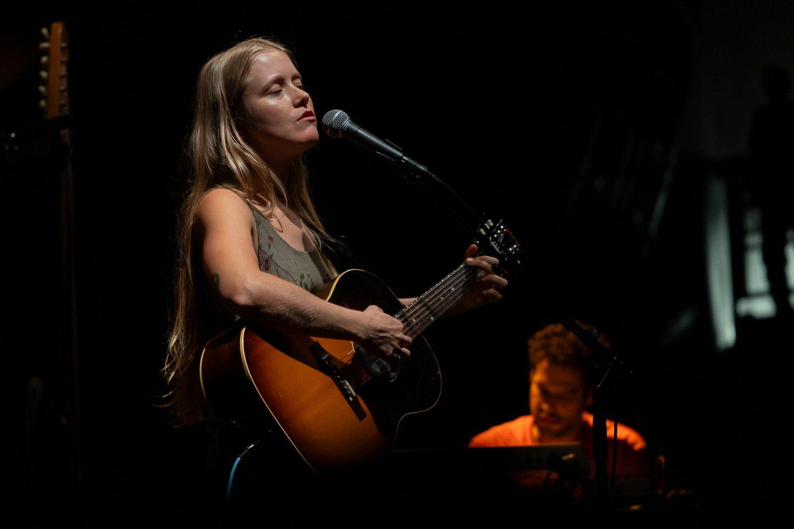 Alice Phoebe Lou sings and plays the guitar ahead of Clairo’s performance at Roadrunner on Tuesday.