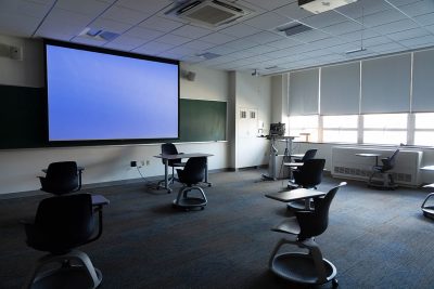 socially distanced classroom at boston university
