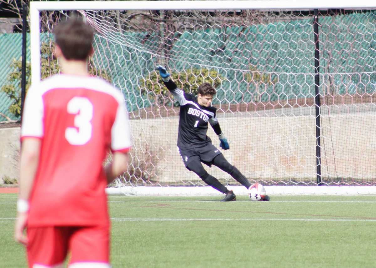 Junior goalkeeper Michael Stone in a March 24 game against the University of Vermont. Since transferring from Amherst College at the start of the year, Stone saved all but two goals out of 33 shots. RACHEL SHARPLES/ DFP FILE
