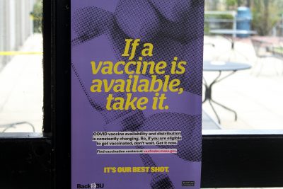 vaccination sign in the george sherman union