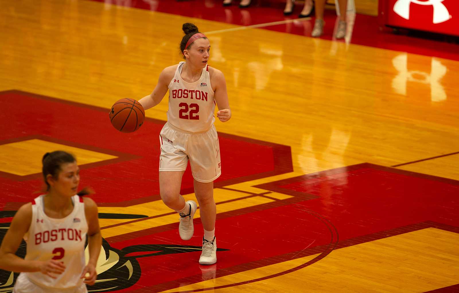 Sophomore guard Maggie Pina in a Feb. 15, 2020 game against Navy. Pina was one of the Terriers’ leading scorers in their sweep of Army West Point last weekend. RACHEL SHARPLES/ DFP FILE