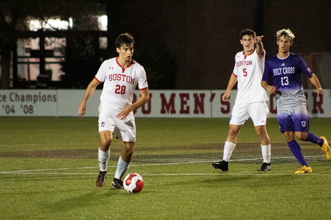 boston university men's soccer team against holy cross