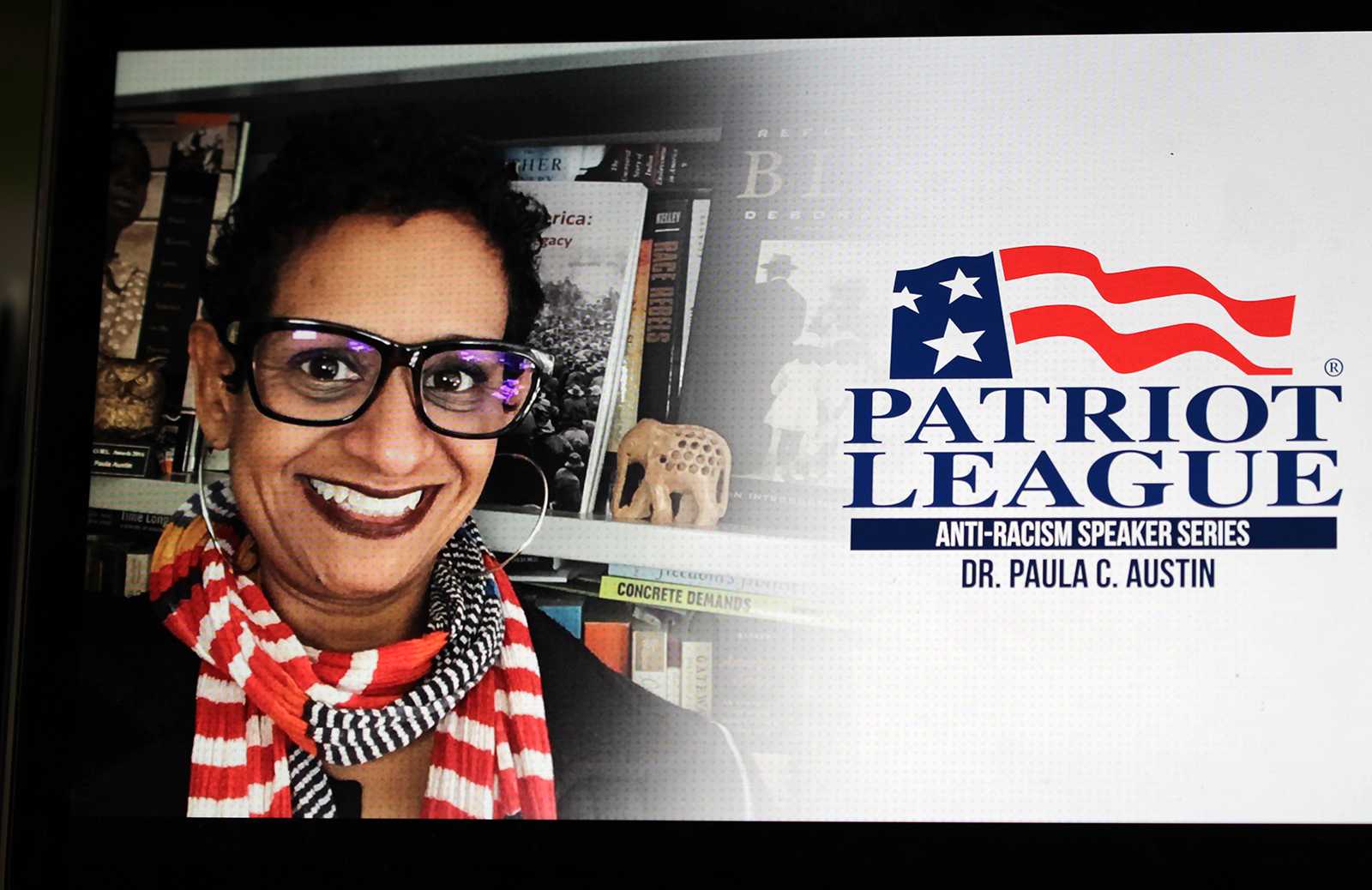 The Patriot League began its Anti-Racism Speaker Series Wednesday with a lecture led by Boston University assistant professor Paula Austin. ILLUSTRATION BY HANNAH YOSHINAGA/ DAILY FREE PRESS STAFF