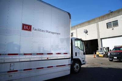 facilities management truck at boston university