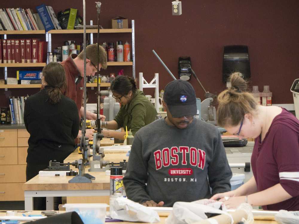 Students work in the Engineering Product Innovation Center at BU. Beginning next fall, engineering students will be required to take data science courses. PHOTO BY FELIX PHILLIPS/DAILY FREE PRESS STAFF