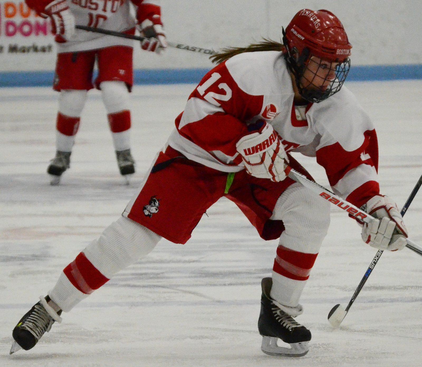 Victoria Bach will lead the Terriers in their Hockey East playoff matchup against UNH. PHOTO BY FALON MORAN/ DAILY FREE PRESS STAFF
