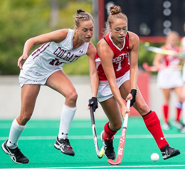 Freshman midfielder Molly Rottinghaus in a game against Colgate College on Sept. 22. Rottinghaus scored her first collegiate goal Saturday against Lafayette College. MADDIE MALHOTRA/ DAILY FREE PRESS STAFF