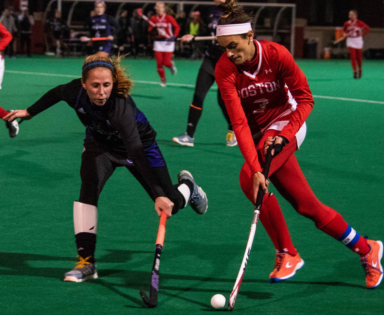 Sophomore fullback Kathryn Scheerer registered an assist in Friday’s 2-1 win over the College of the Holy Cross. CHLOE GRINBERG/ DAILY FREE PRESS STAFF 
