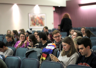 Boston University students watched student films Thursday during the Commonwealth Film Festival hosted by Student Activities and Delta Kappa Alpha at the George Sherman Union Conference Auditorium. PHOTO BY JOHNNY LIU/DAILY FREE PRESS STAFF