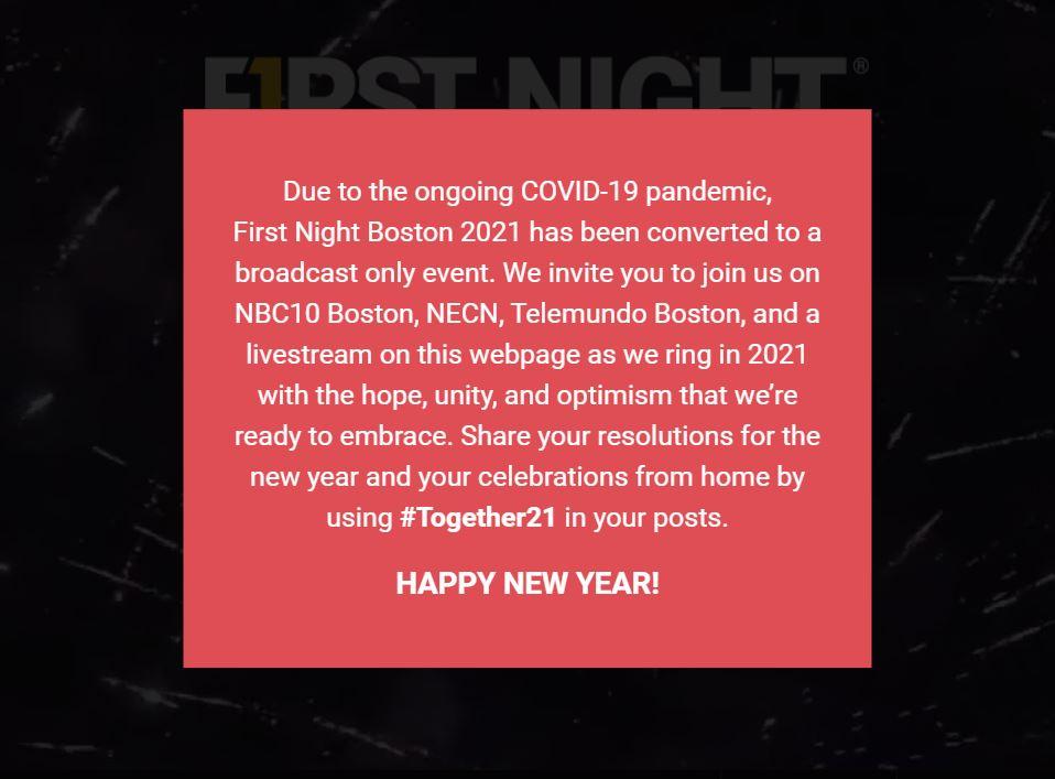 First Night Boston, the City’s annual New Year’s celebration, is going virtual due to the COVID-19 pandemic. COURTESY OF FIRST NIGHT BOSTON