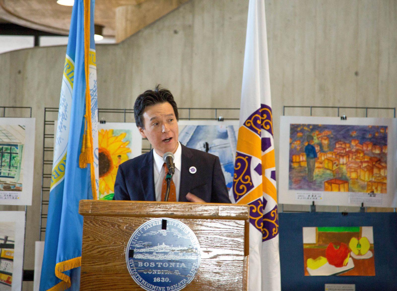 Mayor Martin Walsh’s Global Affairs Team held a 60th Sister City Anniversary Kickoff in City Hall on Tuesday with Kyoto, Japan, to start a year of public programming in celebration of the anniversary. HALEY ABRAM/ DFP STAFF 