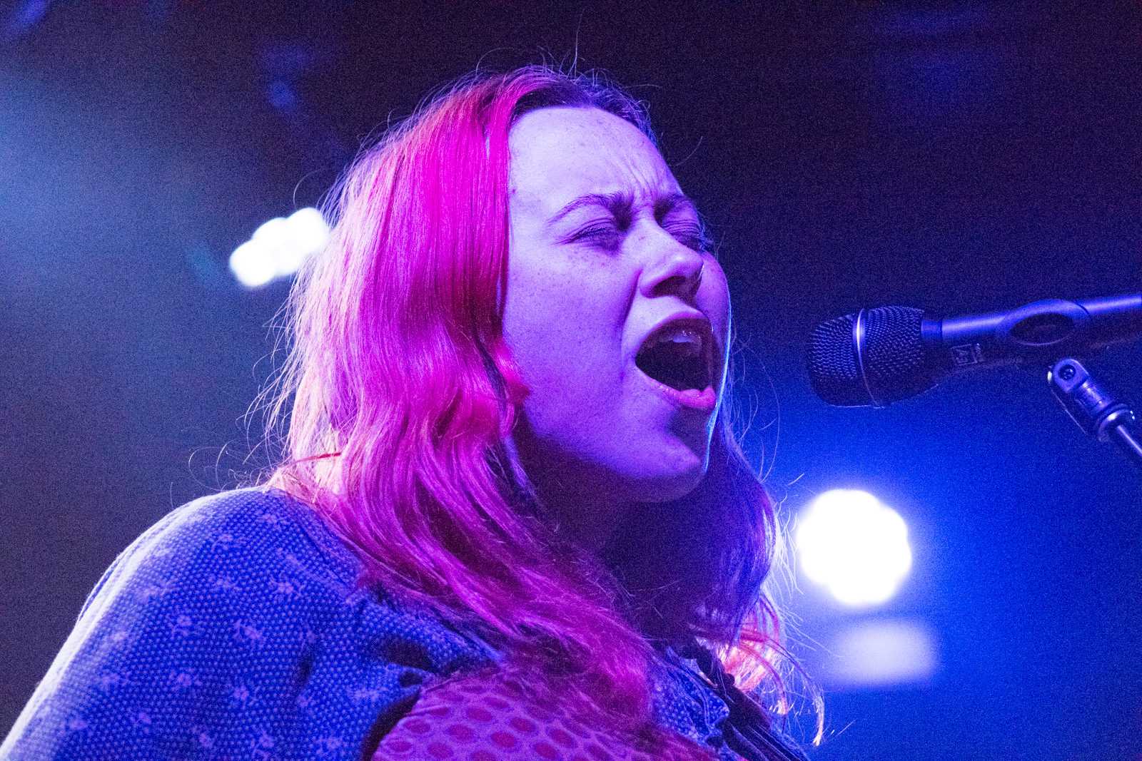 Harmony Tividad of Girlpool performs at Paradise Rock Club on Friday night. PHOTO BY CHLOE GRINBERG/ DAILY FREE PRESS STAFF
