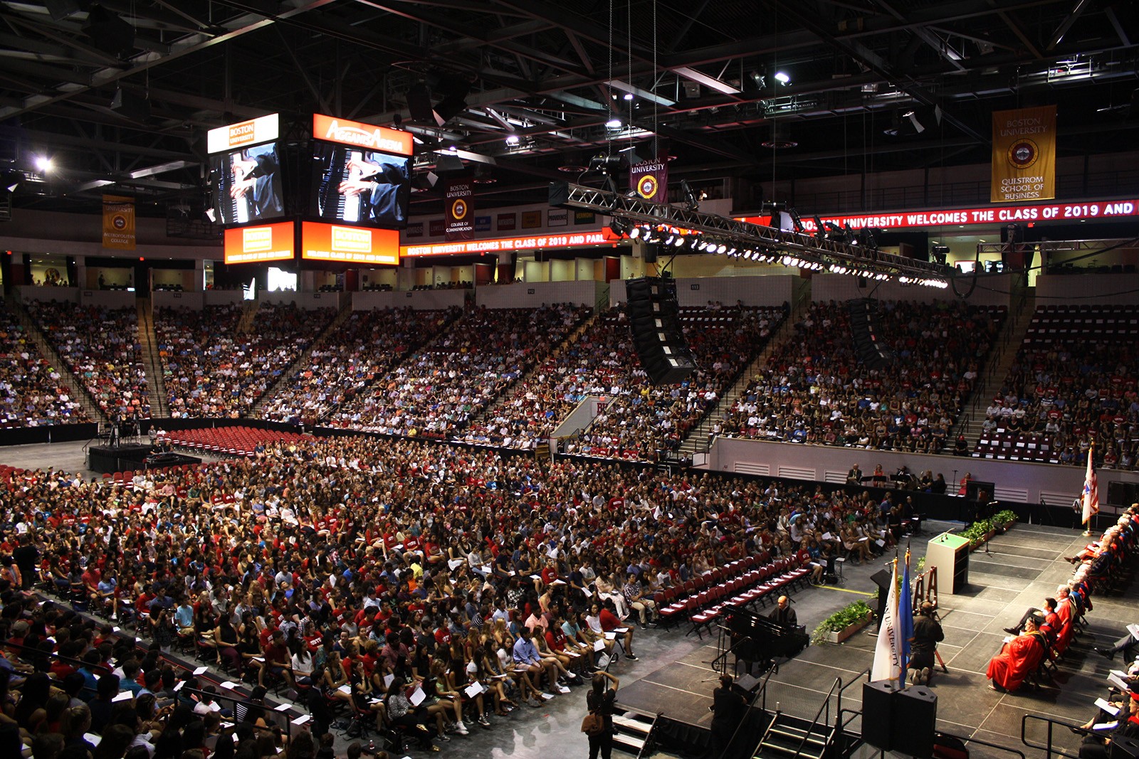 The Class of 2019 was welcomed to Boston University during Sunday’s Matriculation Ceremony inside Agganis Arena. PHOTO BY BETSEY GOLDWASSER/DAILY FREE PRESS STAFF