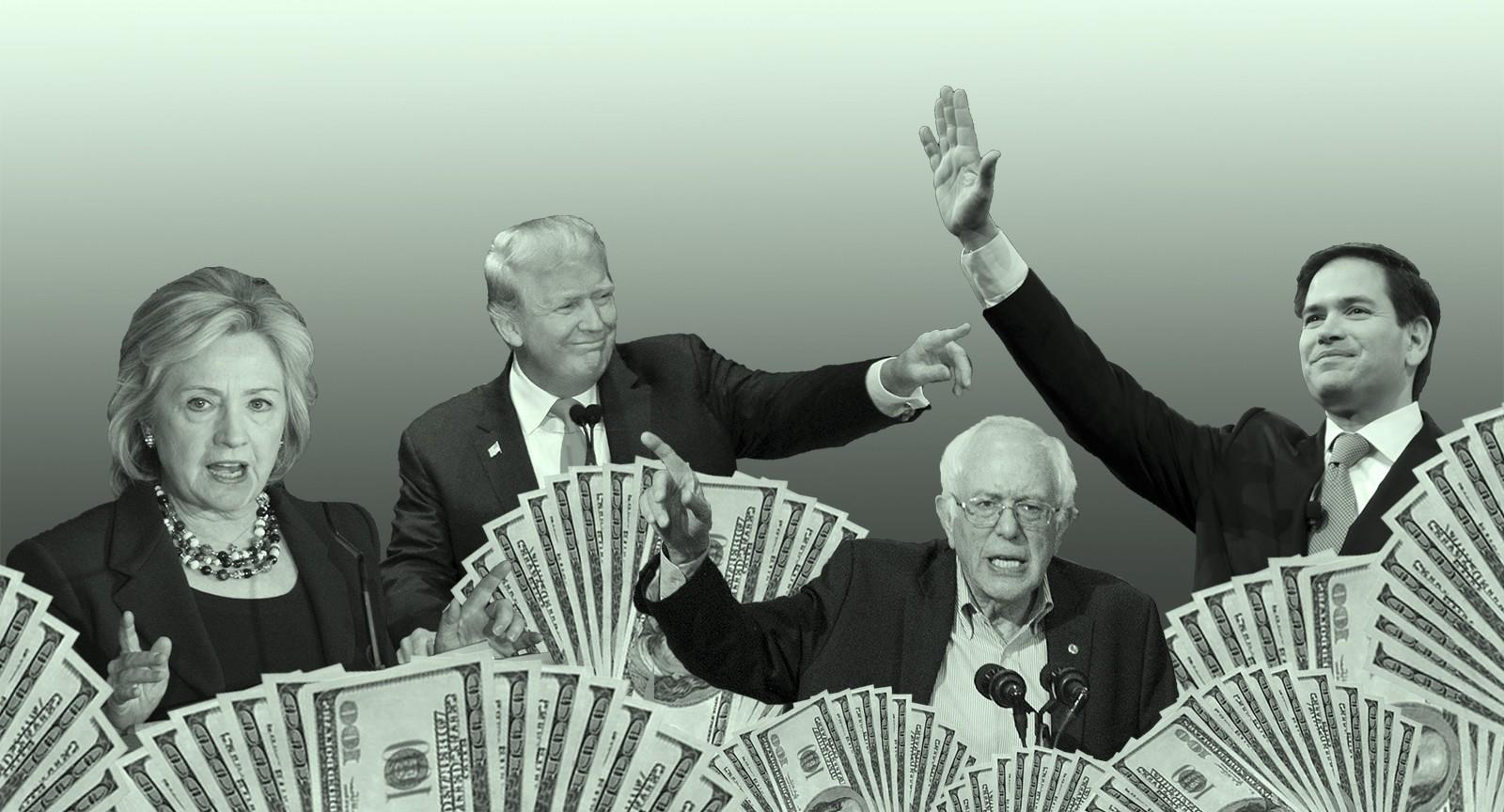 Members of the Boston community as well as BU staff and faculty contributed large amounts of money to the presidential campaigns of Hillary Clinton, Donald Trump, Bernie Sanders and Marco Rubio. GRAPHIC BY SARAH SILBIGER/DAILY FREE PRESS STAFF
PHOTOS COURTESY OF BETSEY GOLDWASSER, ALEXANDRA WIMLEY, SARAH SILBIGER AND GAGE SKIDMORE/FLICKR