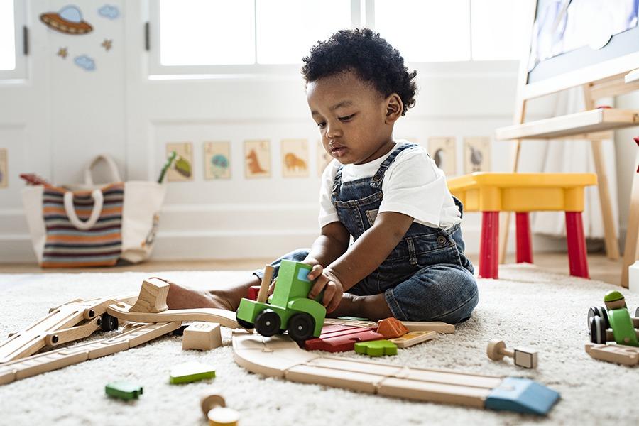 A child plays with toys.