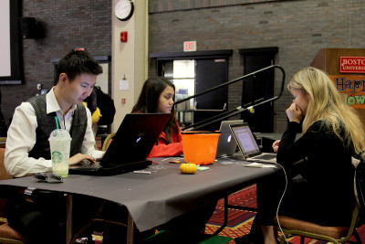 Boston University hosted a hackathon, "Boston Hacks" from Oct. 31 to Nov. 1 in the George Sherman Union's Metcalf Hall. PHOTO BY JOHNNY LIU/DAILY FREE PRESS STAFF
