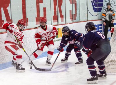 Boston University women's hockey team against the University of Connecticut