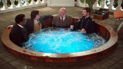 (From left) Craig Robinson, Clark Duke, Rob Corddry and Adam Scott star in "Hot Tub Time Machine 2," which was released Friday. PHOTO COURTESY OF PARAMOUNT PICTURES