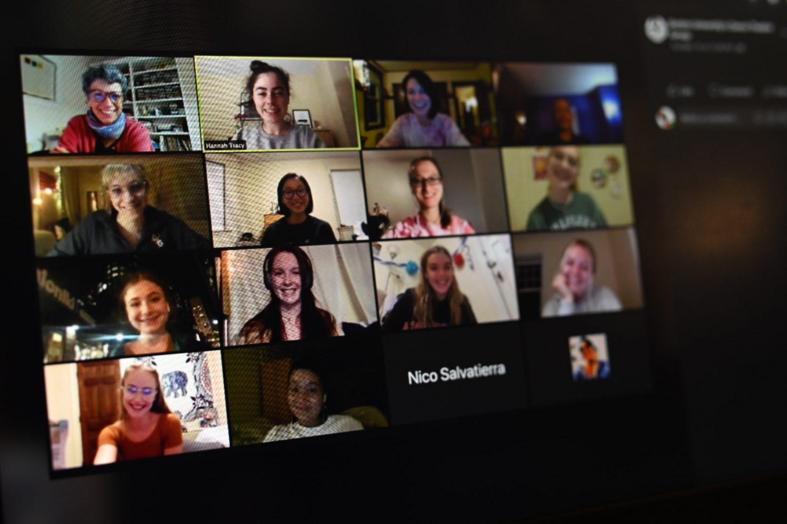 Boston University’s Dance Theater Group on a Zoom call. The BU Dance Department has cut the majority of its person classes due to COVID-19 constraints. ILLUSTRATION BY LAURYN ALLEN/ DAILY FREE PRESS STAFF