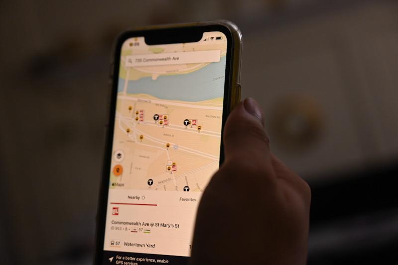 Boston University’s new transportation app, Terrier Transportation, gives students information about transit schedules and the nearest transportation options such as the BU Shuttle or MBTA buses and trains, as well as Bluebikes and Zipcar. ILLUSTRATION BY LAURYN ALLEN