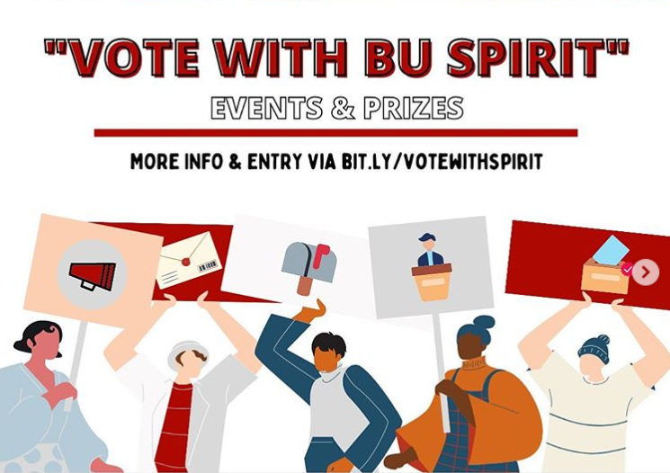 Several Boston University student groups are encouraging student voter participation in the upcoming presidential election through the initiative “Vote with BU Spirit.” COURTESY OF BU SPIRIT