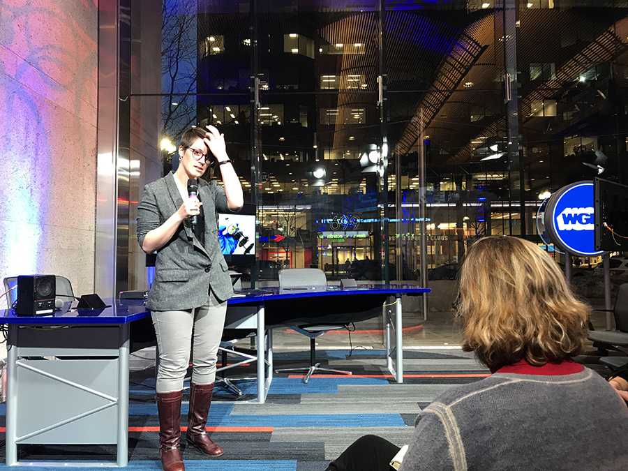 Dr. Ljiljana Rajic speaks at the event “Preventing A Mad Max Future” at the Boston Public Library on March 20. Her talk discussed the global effects of pollution. PHOTO BY HANNAH ROGERS/ DAILY FREE PRESS STAFF

