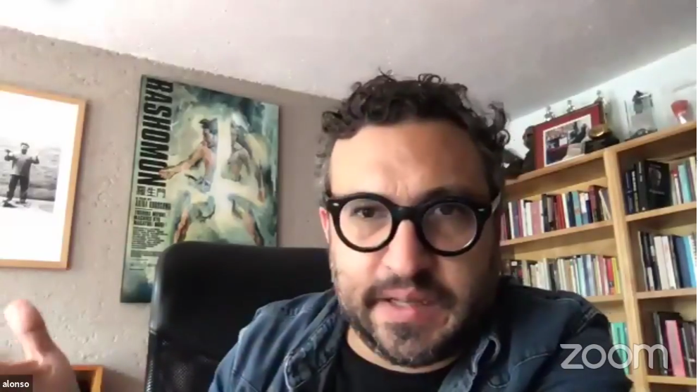 Film director Alonso Ruizpalacios speaks about his experience in the film industry at the “New Voices in Mexican Cinema” event hosted by the Boston University Center for Latin American Studies on Thursday. ISABEL PLOWER/ DAILY FREE PRESS STAFF

