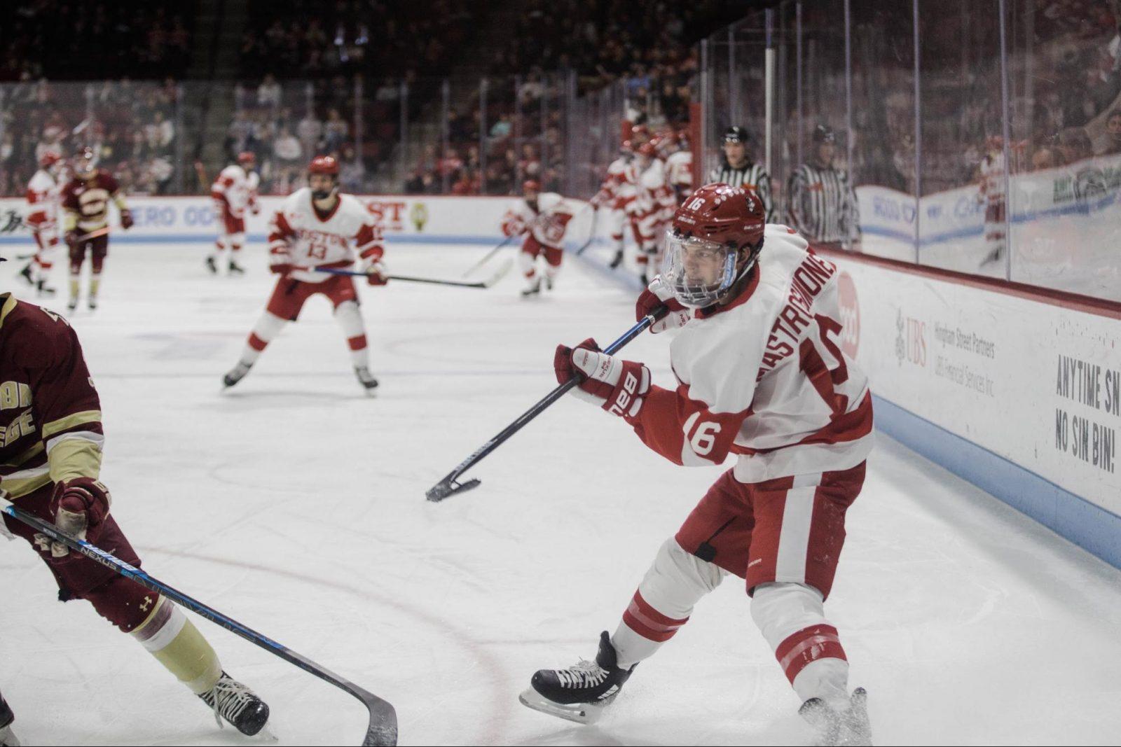 Sophomore forward Robert Mastrosimone will look to take on a larger role with the Terriers this season after finishing fifth on the team in total points and goals. HARRIS FREEMAN/ DFP FILE