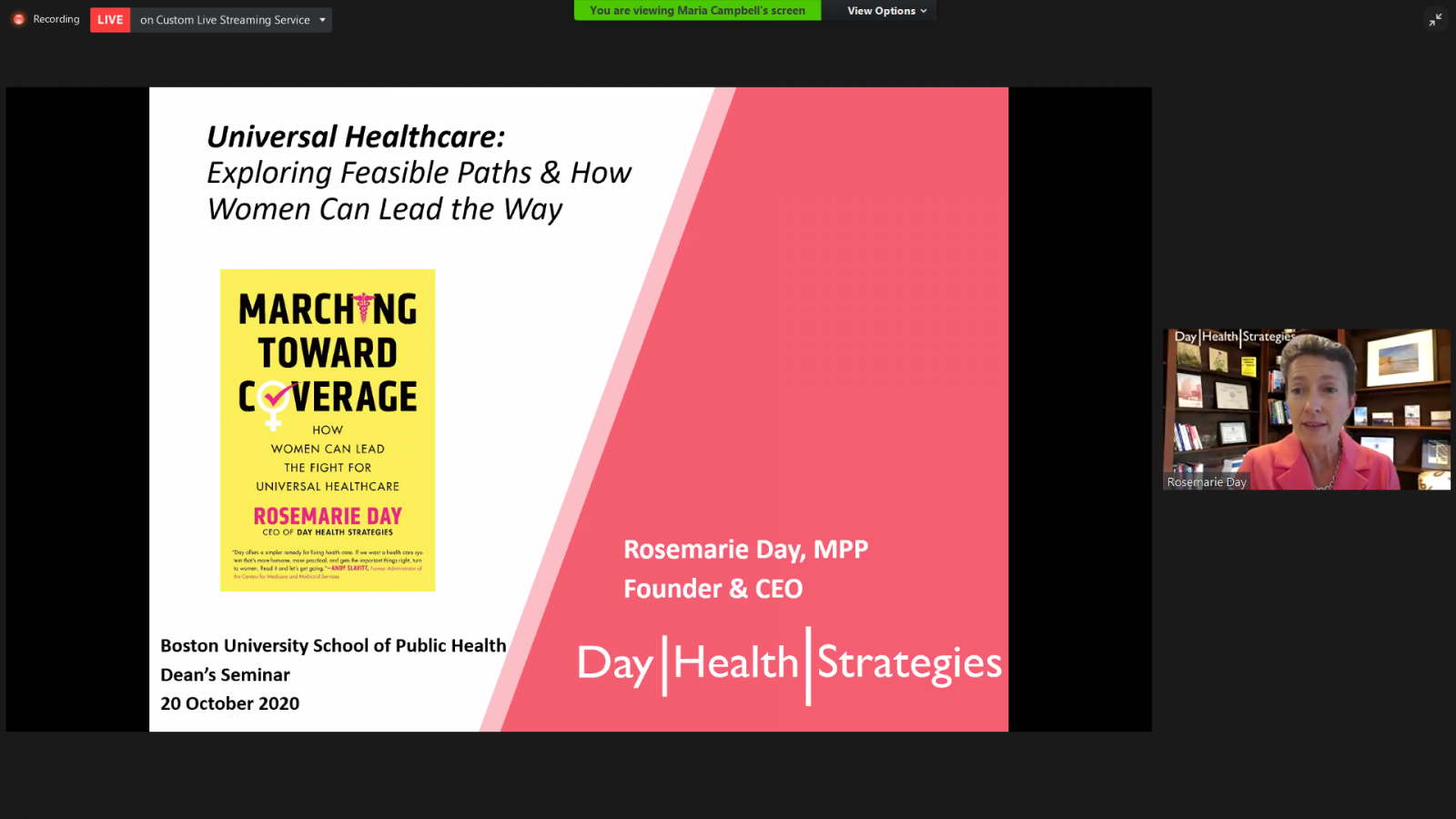 In a virtual webinar hosted by Boston University’s School of Public Health, the founder and CEO of Day Health Strategies discussed inequities in health care. LAURYN ALLEN/ DAILY FREE PRESS STAFF
