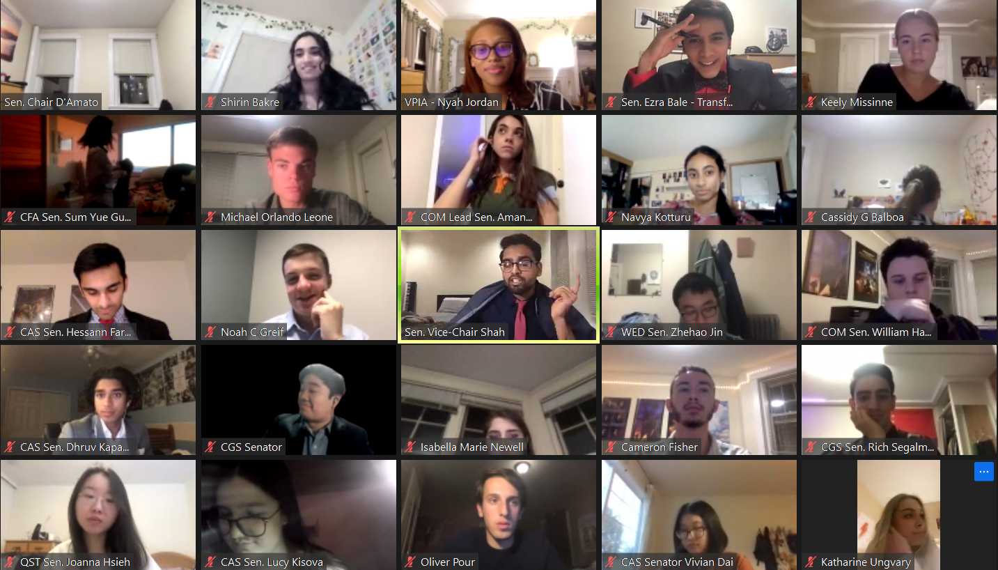 At Boston University’s Monday Student Government meeting, students discussed updates to the Cabinet and appointed two new representatives to the Boston Intercollegiate Government. ANNA VIDERGAR/ DAILY FREE PRESS STAFF

