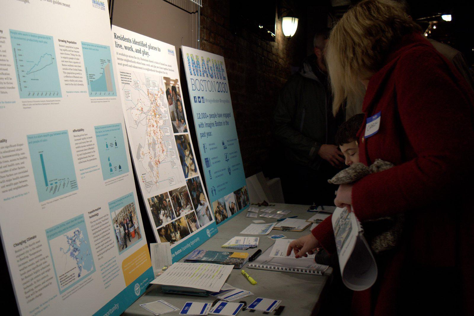Imagine Boston 2030 hosts an open house Saturday afternoon in Roxbury to update residents on new documents involving the progress of the initiative. PHOTO BY ASHLEY GRIFFIN/ DAILY FREE PRESS STAFF