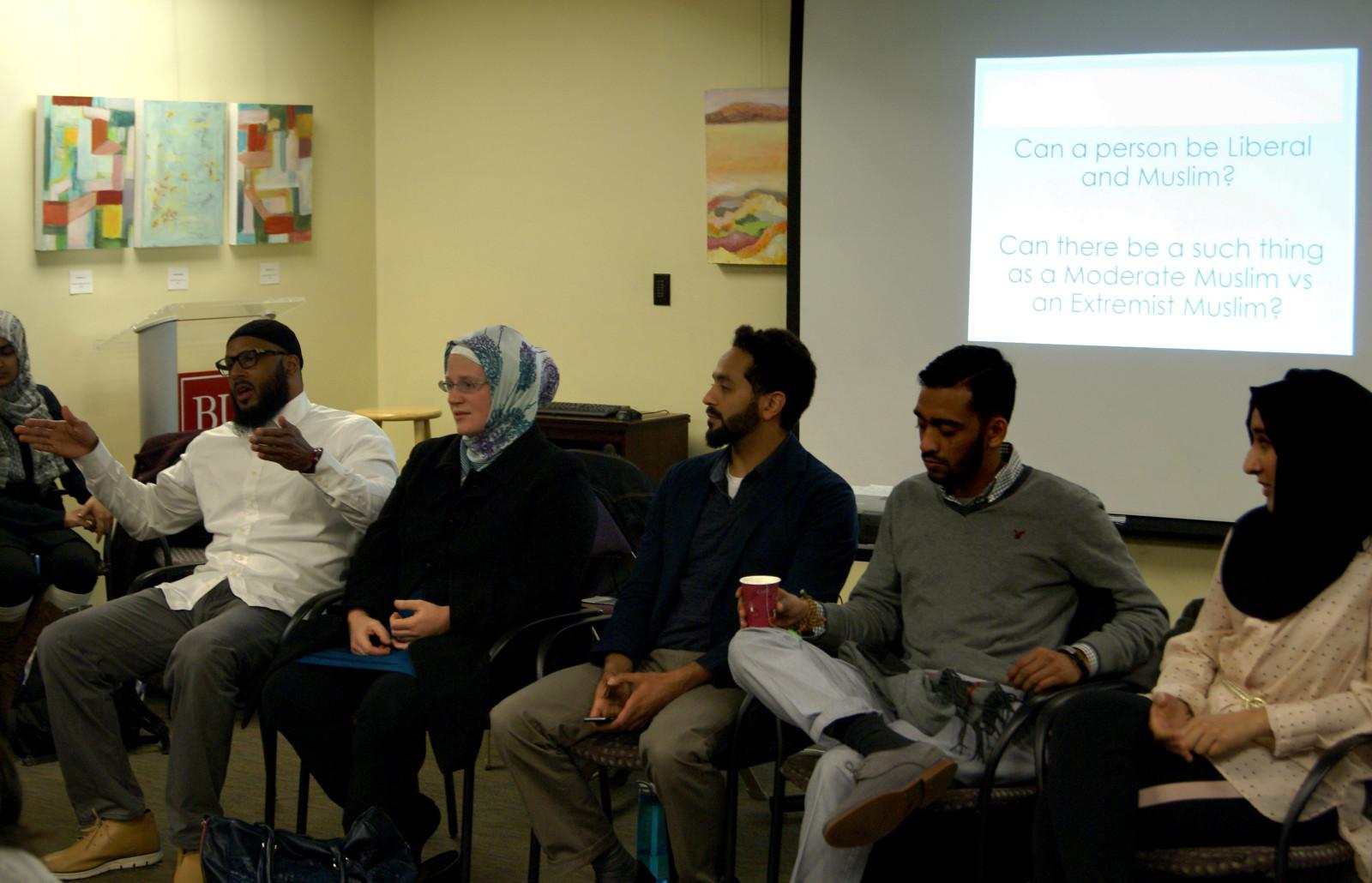 The Islamic Society of Boston University hosted a panel, “#Let’sTalkIslam” Thursday at the Howard Thurman Center. PHOTO BY JAKE FRIEDLAND/DAILY FREE PRESS STAFF