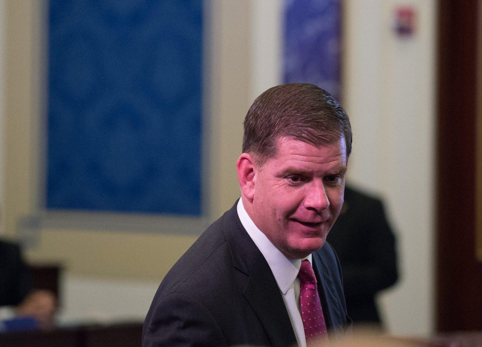 Boston Mayor Martin Walsh hosts a media roundtable at 16 North St. Monday morning to discuss his past work as mayor. PHOTO BY MADDIE MALHOTRA/ DFP FILE PHOTO