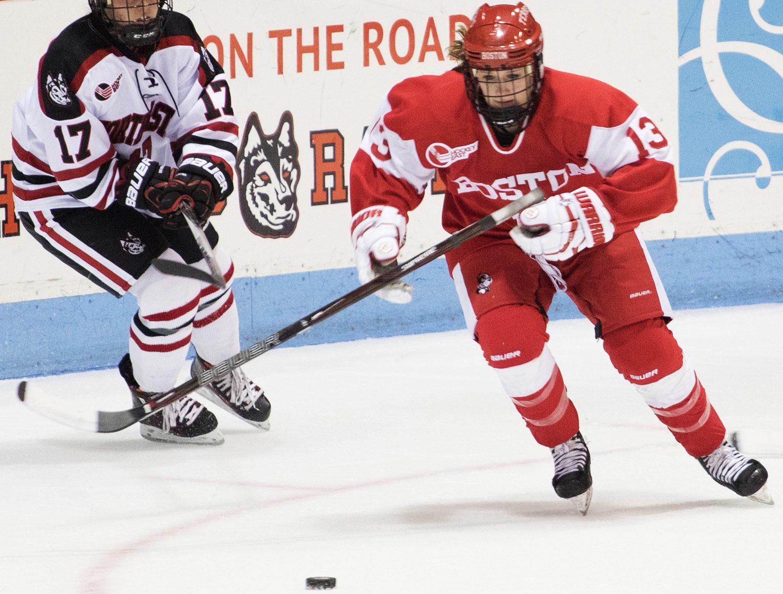Freshman forward Natasza Tarnowski scored her second goal in BU's recent loss to Northeastern. PHOTO BY JUSTIN HAWK/ DAILY FREE PRESS STAFF