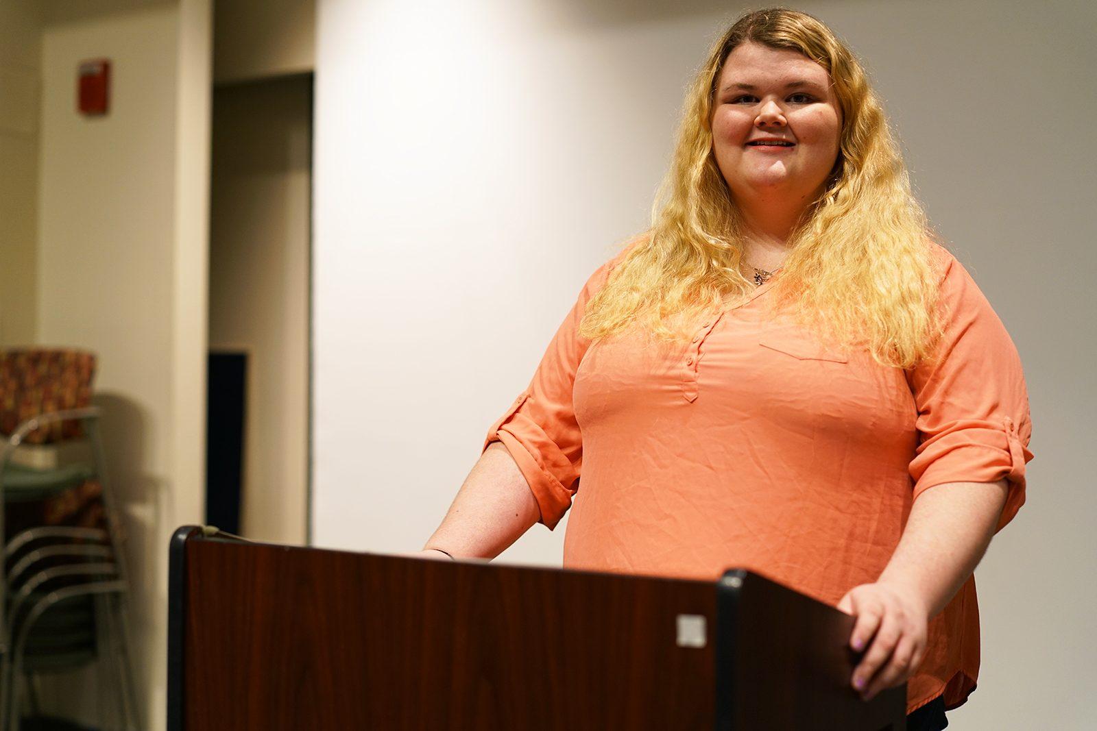 Kaitlin Geraghty (CAS '18) starts an organization on campus called "Democracy Matters." PHOTO BY ALEXANDER NOVAKOVIC/ DAILY FREE PRESS STAFF