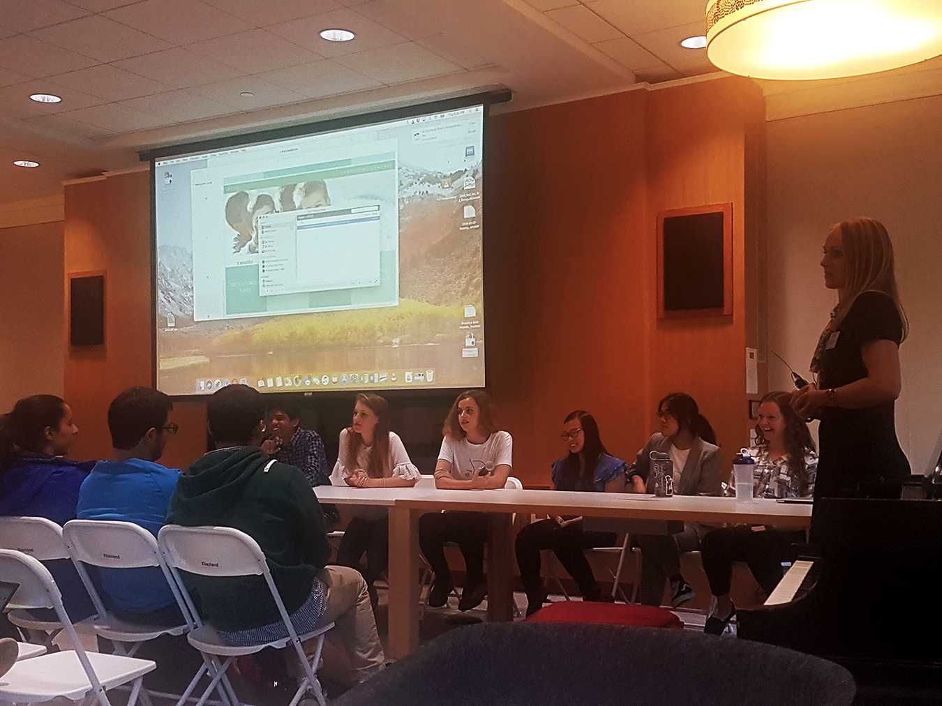 Students of Kilachand Honors College present projects they created as part of a 3-week course they recently completed in Beirut, Lebanon. PHOTO BY KIRAN GALANI/ DAILY FREE PRESS STAFF