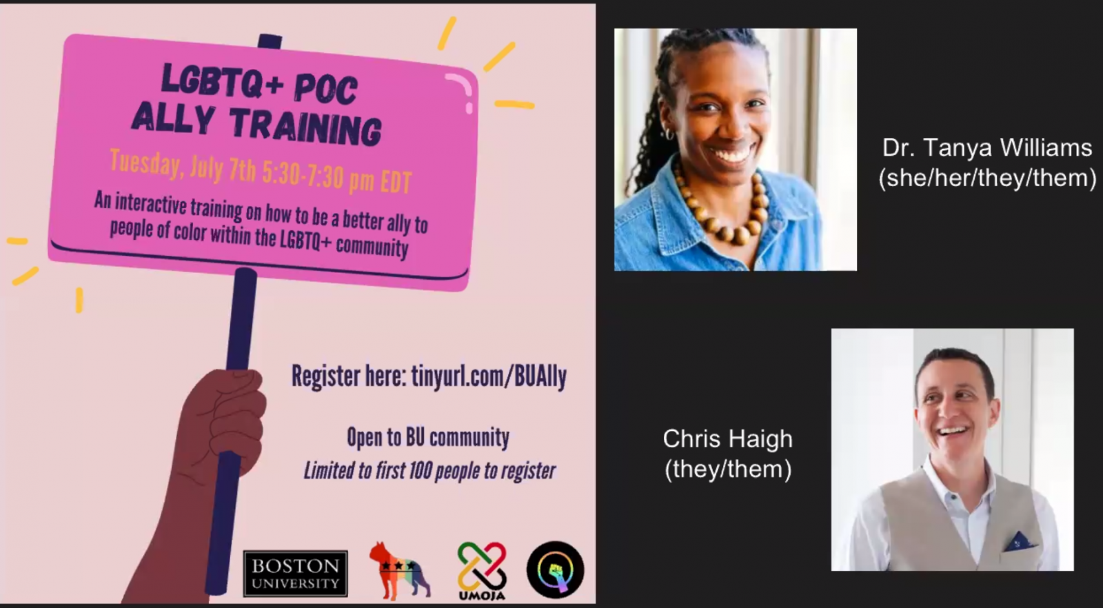 Boston University’s Queer Activist Collective, UMOJA and Student Government hosted a virtual LGBTQ+ POC Ally Training event on Tuesday to address “whiteness” in queer spaces. CAMERON MORSBERGER/ DAILY FREE PRESS STAFF