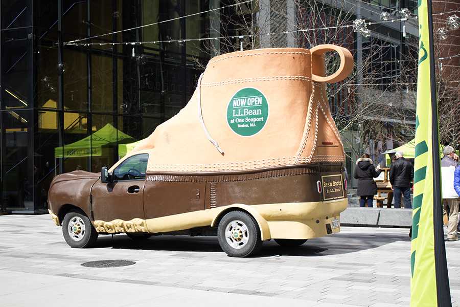 The L.L. Bean boot at the L.L. Bean grand opening in the Seaport. L.L. Bean hosted a weekend-long event to celebrate the opening of its new location. PHOTO BY MALAIKA MOYER/DAILY FREE PRESS STAFF
