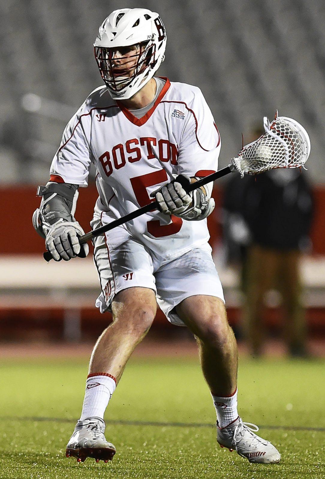 Senior Cal Dearth scored two goals and had two assists in the BU win. PHOTO BY MADDIE MALHOTRA/ DAILY FREE PRESS STAFF