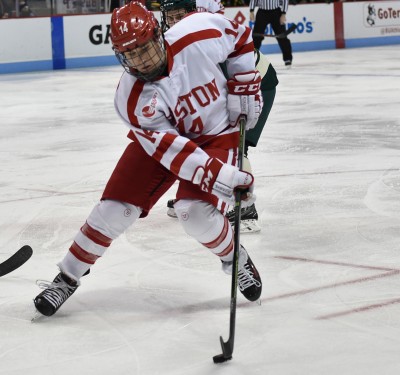 Bobo Carpenter could switch up to the second line when BU takes on UMass. PHOTO BY MADDIE MALHOTRA/DAILY FREE PRESS STAFF