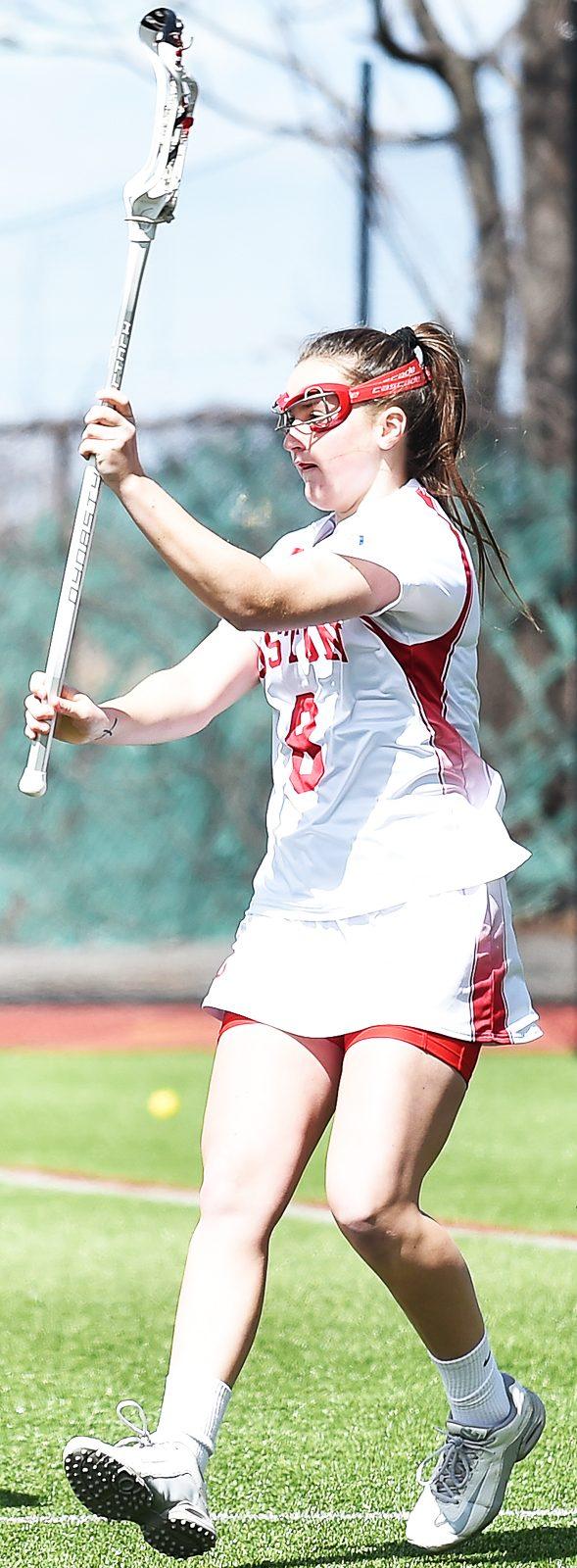 Freshman attacker Kailey Conry leads the Patriot League in assists per game. PHOTO BY MADDIE MALHOTRA/ DAILY FREE PRESS STAFF