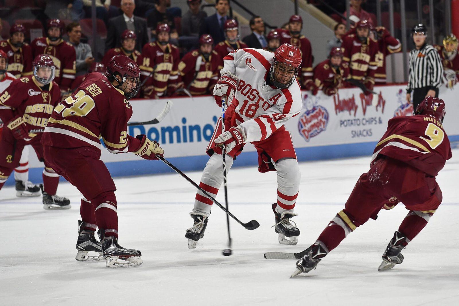 Junior forward Jordan Greenway has 54 shots on goal this season. PHOTO BY MADDIE MALHOTRA/ DAILY FREE PRESS STAFF