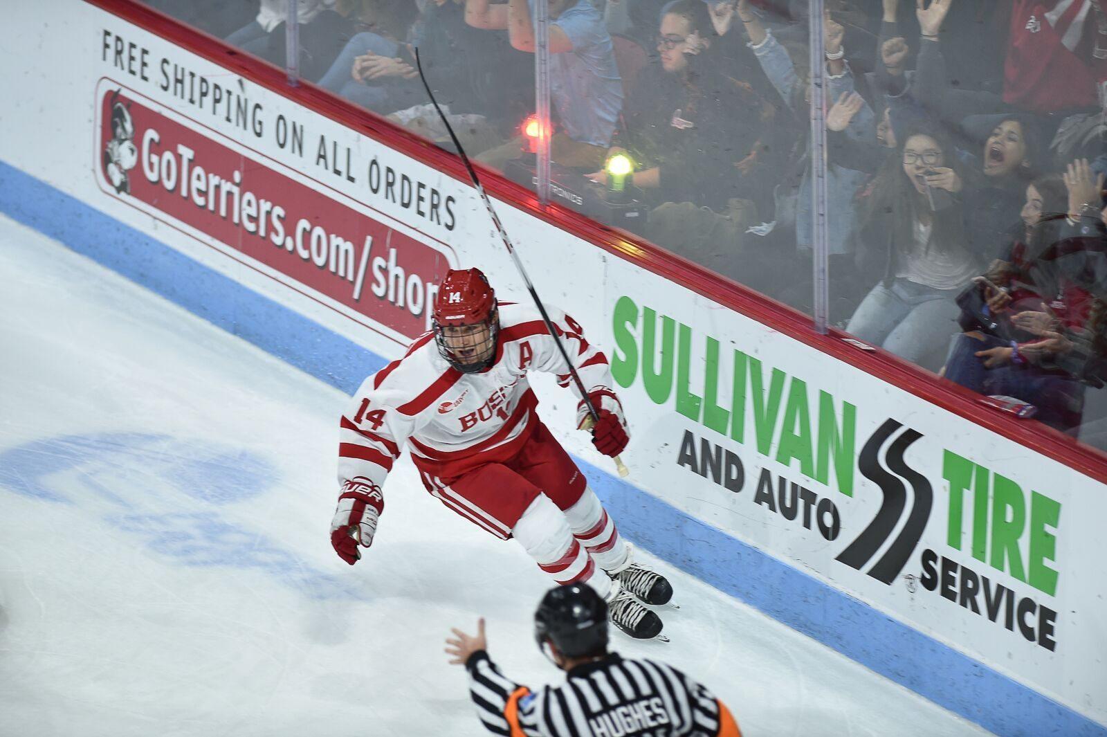 Senior forward and assistant captain Bobo Carpenter leads the Terriers with five goals. PHOTO BY MADDIE MALHOTRA/ DAILY FREE PRESS STAFF