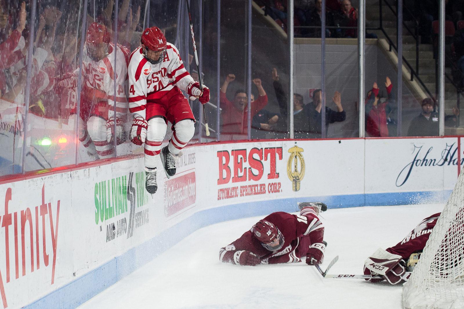 Junior forward and assitant captain Bobo Carpenter finished the season tied for most points on the team with 35. PHOTO BY MADDIE MALHOTRA/ DAILY FREE PRESS STAFF 